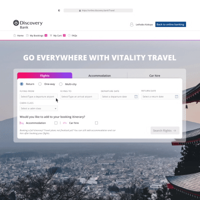 change vitality travel booking