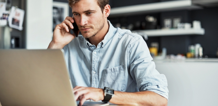 Man on phone working